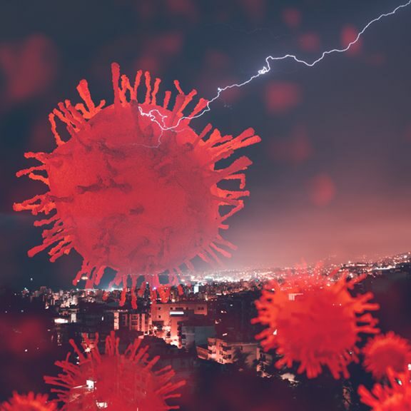 Beautiful lightning over city
